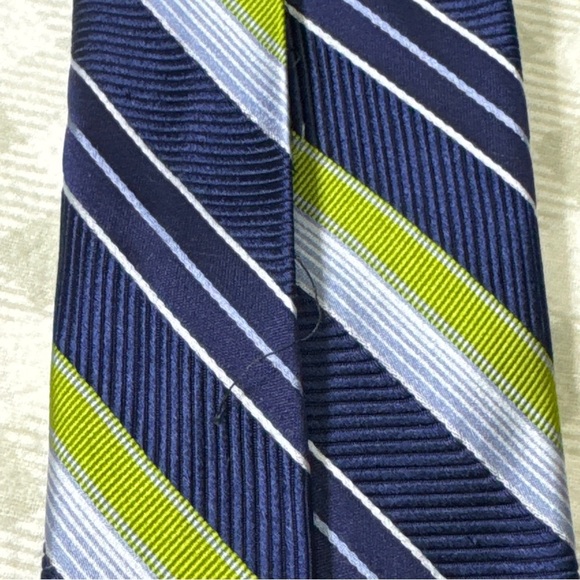 IKE BEHAR NEW YORK Silk Necktie Blue Green Stripes - Picture 6 of 7